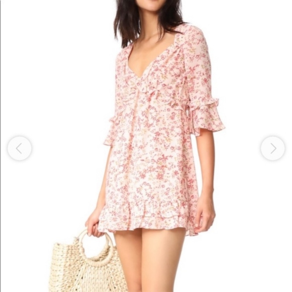 NWT For Love and Lemons‎ Light Pink Floral Churro Dress Size Small
